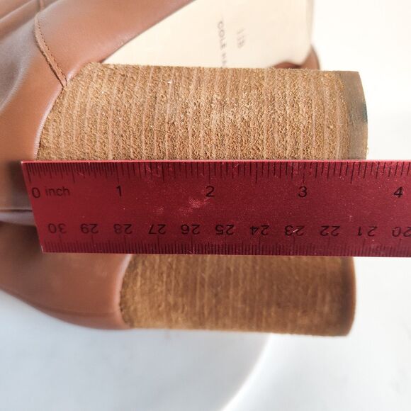 Cole Haan Knee High Tall Riding Boots Size 11 Leather Camel Tan Block Heel Prep - Picture 10 of 11